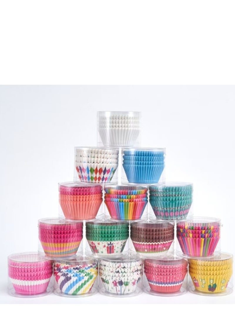 100Pcs/set  Cupcake Baking Paper Cases Cake Box,Disposable Muffins Baking Cupcake Mould 6.8x5x3cm - Pink & Green Heart - Image 4