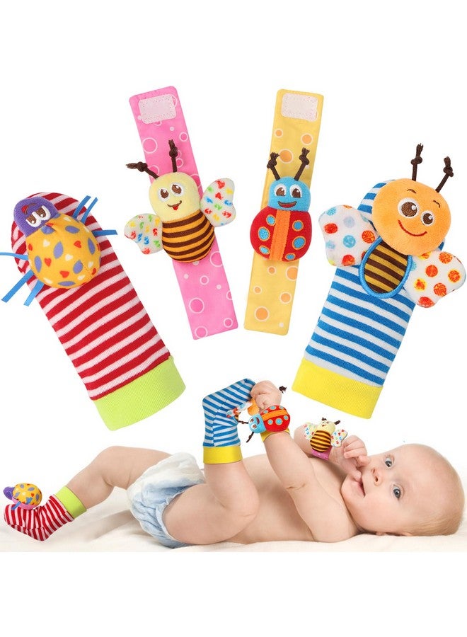 Bloobloomax Wrist Rattle Socks and Foot Finder Set, Infant Girl Boy Toys for Babies 0-36 Months, Newborn Hand & Foot Toys for 0 to 3 Years, Baby Shower Gifts Set with Wrist Rattle Socks (Dark Blue) - Image 1