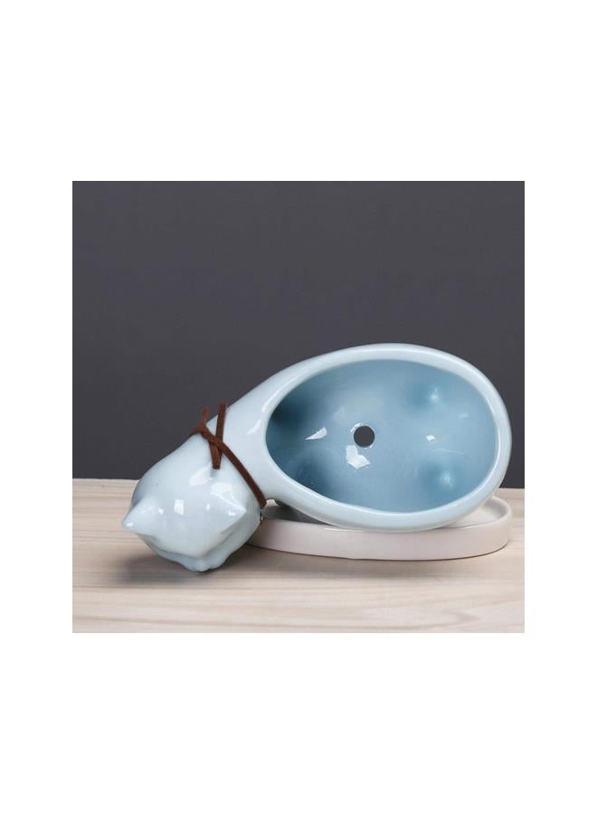 Cat Succlent Pots with Drainage Hole,Cat Tail Flower Pot,Ceramic Cactus Planter Pot,Cat Gifts for Cat Lovers Office Decor(Without Plants and Soil) - Image 5