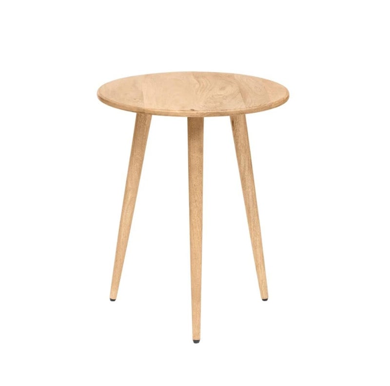 FendiHome Round Wooden Side Table – 35cm Beech & MDF Melamine Accent Table | Minimalist Beige Nightstand with PVC Top | Modern Design for Living Room, Bedroom & Plant Display - Image 2
