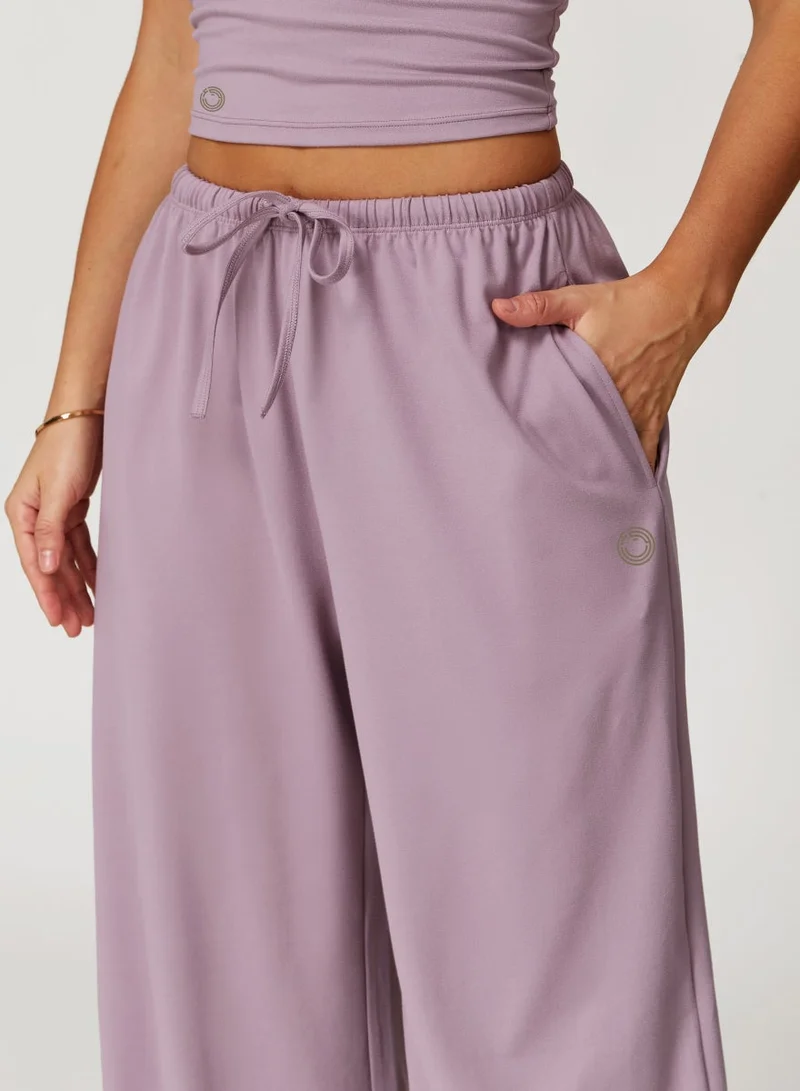 Womens Mid Waist Oversized Wide Leg Joggers