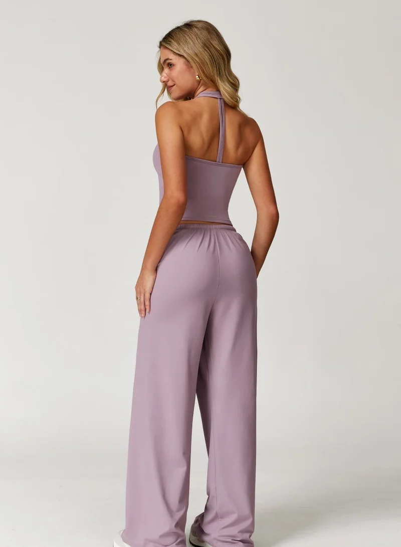 KAWN.YOGA Womens Mid Waist Oversized Wide Leg Joggers