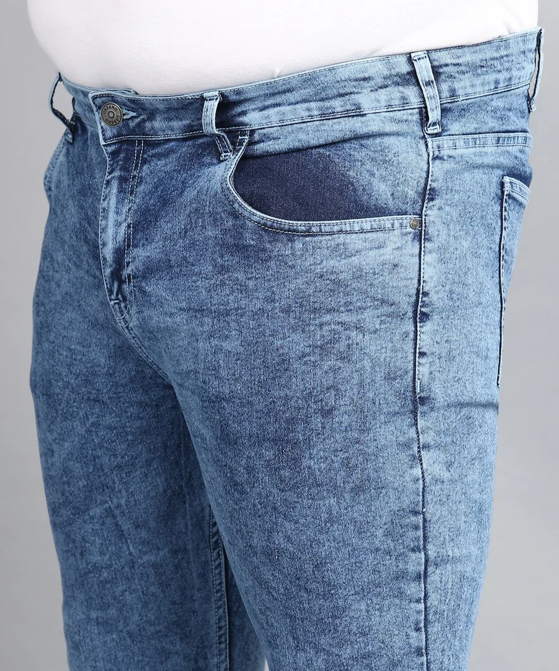Urbano Fashion Urbano Plus Men's Light Blue Regular Fit Washed Jeans Stretchable