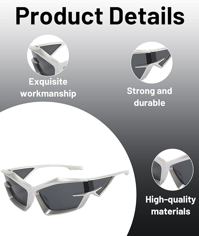 Dervin UV Protected Non-Polarized Sports Sunglasses for Men & Women Driving Cycling Fishing Cricket Sunglasses (White-Black) - Image 3