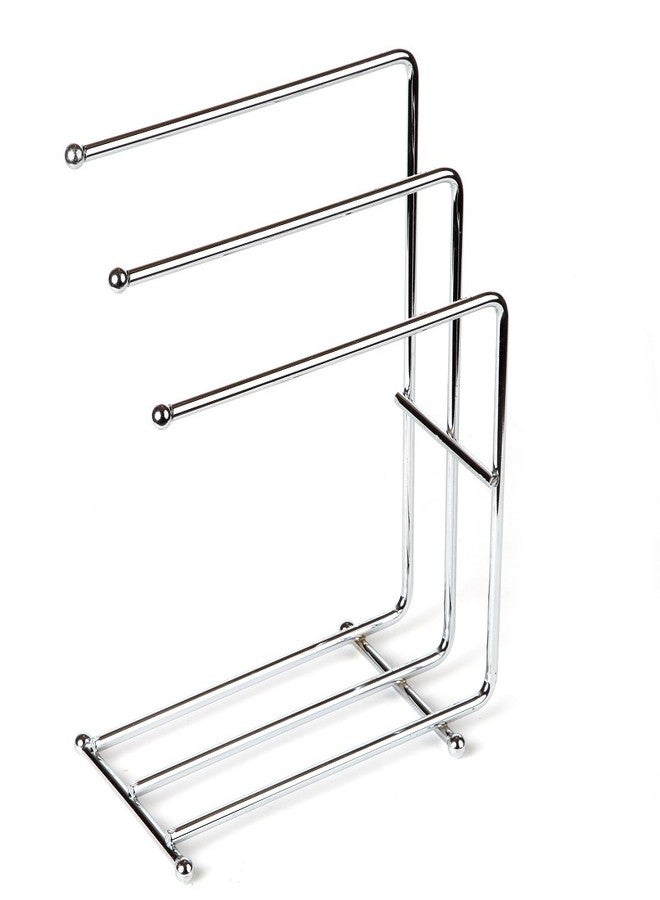 Home-X - Free Standing Towel Rack, Space Saving Kitchen Towel & Hand Towel Rack Holds 3 Towels at Once, Polished Chrome Finish & Design Looks Great in Kitchens & Bathrooms (Towels Not Included) - Image 2
