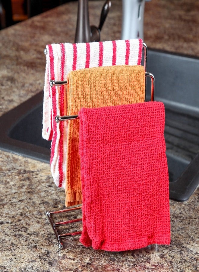 Home-X - Free Standing Towel Rack, Space Saving Kitchen Towel & Hand Towel Rack Holds 3 Towels at Once, Polished Chrome Finish & Design Looks Great in Kitchens & Bathrooms (Towels Not Included) - Image 3