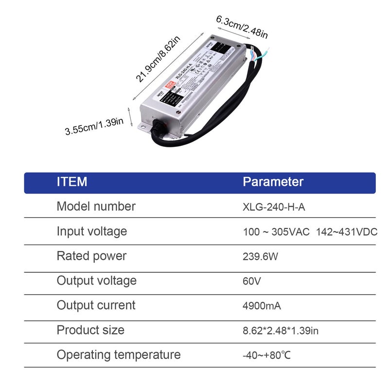 240W IP67 Waterproof LED Power Supply 27 56V 4900mA Metal Encased For Outdoor Use - Image 3