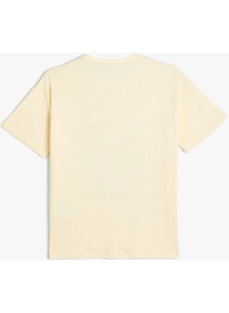 كوتون T-Shirt Skateboard Themed Back Printed Short Sleeve Crew Neck Cotton