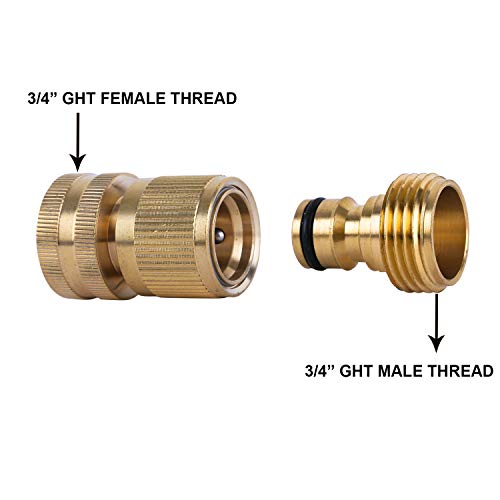 HQMPC Garden Hose Quick Connect Solid Brass Quick Connector Garden Hose Fitting Water Hose Connectors 3/4 inch GHT (3 SETS) - Image 5