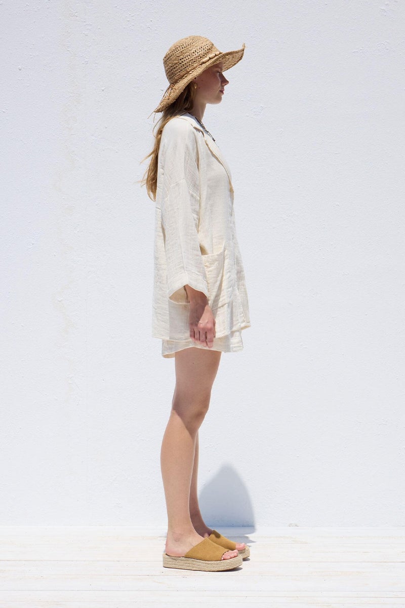 Manuka Jacket Collar Shirt Ecru  - Image 5