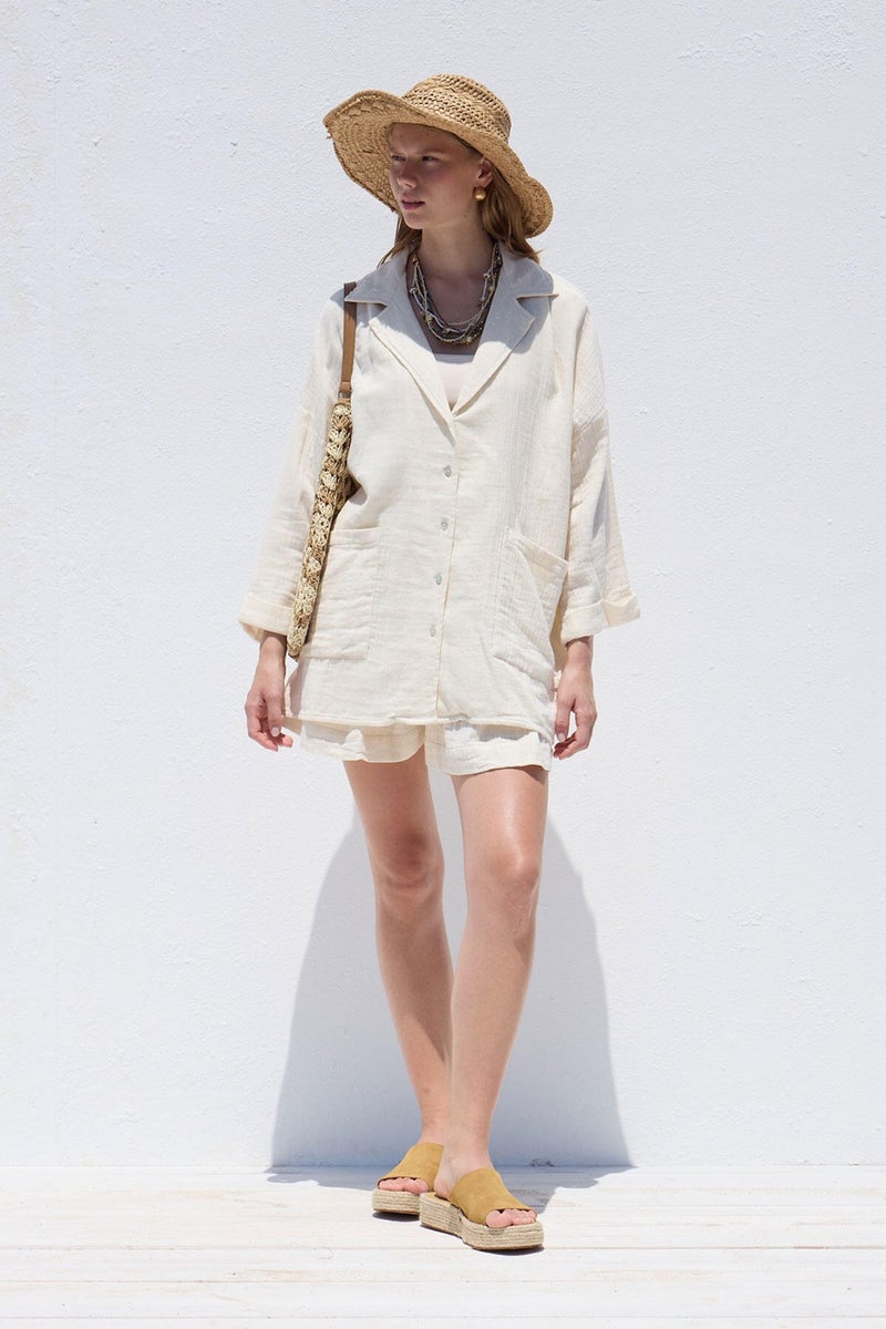 Manuka Jacket Collar Shirt Ecru  - Image 4