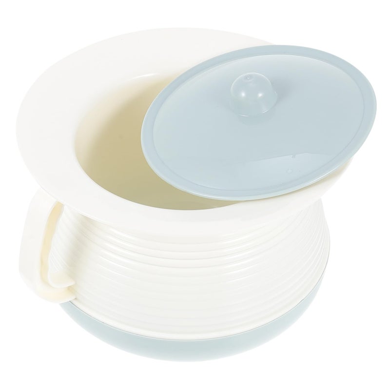 Portable Spittoon with Lid Covered Chamber Pot Urinal for Adults Elderly Blue 21X18 5X14CM - Image 2