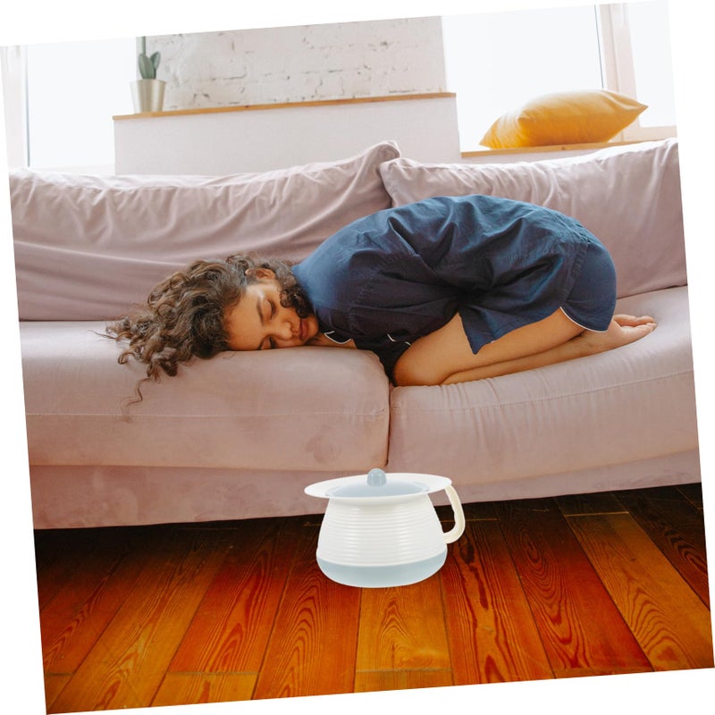 Portable Spittoon with Lid Covered Chamber Pot Urinal for Adults Elderly Blue 21X18 5X14CM - Image 5