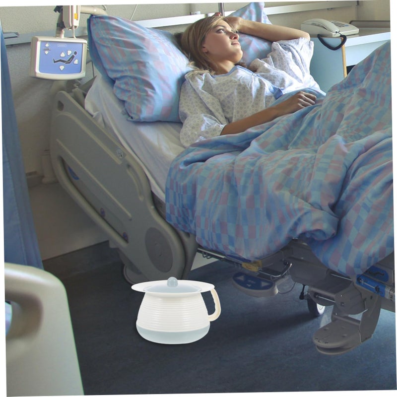 Portable Spittoon with Lid Covered Chamber Pot Urinal for Adults Elderly Blue 21X18 5X14CM - Image 3