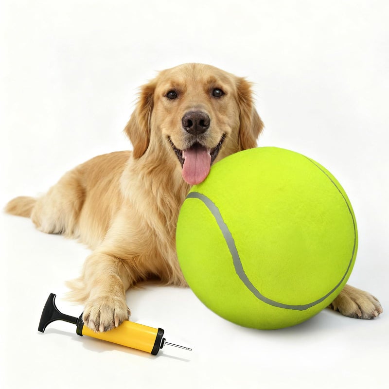 INSUM 9.5'' Giant Tennis Ball, Large Dog Toy Ball for Outdoor Play, Birthday for Large Dogs, Great for Exercise/Workouts (Deflated, Come with Pump) - Image 1