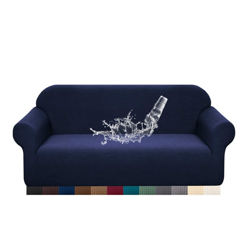 Granbest Premium Waterproof Sofa Cover High Stretch Couch Slipcover Super Soft Fabric Couch Cover Navy Blue Medium - Image 2