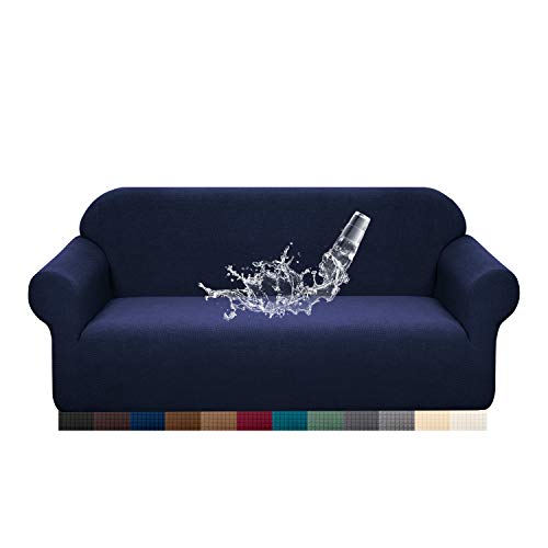 Granbest Premium Waterproof Sofa Cover High Stretch Couch Slipcover Super Soft Fabric Couch Cover Navy Blue Medium - Image 1