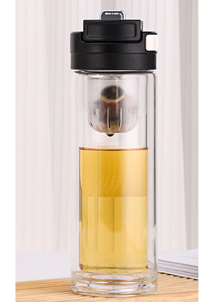 New magnetic tea cup Glass Infuser Bottle Tea Tumbler Cup Double Wall Borosilicate Travel Mug Portable Tea Maker with Strainer For Loose Tea,Flower Herbal,Tea Bags 480ML  - Image 3