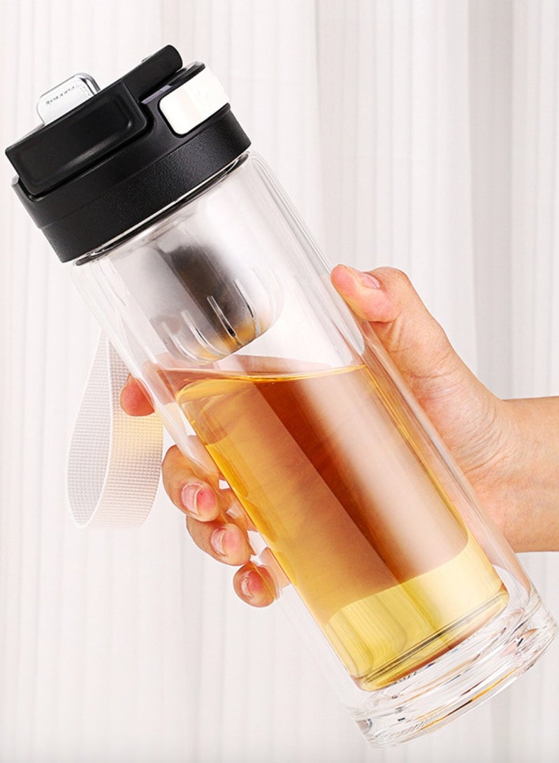 New magnetic tea cup Glass Infuser Bottle Tea Tumbler Cup Double Wall Borosilicate Travel Mug Portable Tea Maker with Strainer For Loose Tea,Flower Herbal,Tea Bags 480ML  - Image 1