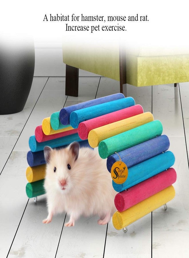 سايج سكوير جسر خشبي مربع الشكل من خشب المريمية مع مخبأ مناسب للهامستر، والجرذ، والسنجاب الطائر، والطيور، والببغاء (قطعة واحدة) - Image 2