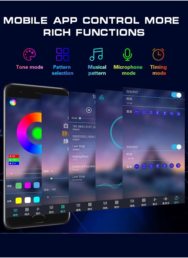 0TO1 TECH RGB LED Light Bluetooth Connection USB Power Supply for Bedroom Living Room Indoor Wall Light 2m 5m 10m  - Image 5