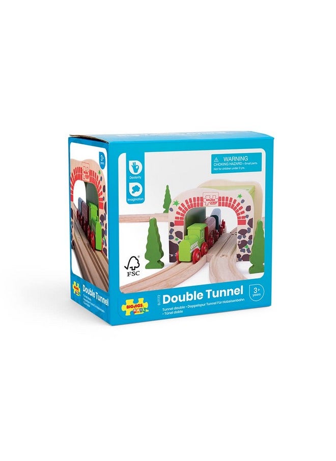 Bigjigs Rail Bigjigs Rail, Double Tunnel, Wooden Toys, Train Set, Train Tunnel, Wooden Train Track Accessories, Bigjigs Accessories, Train Toys, Train Tunnel For Kids  - Image 5