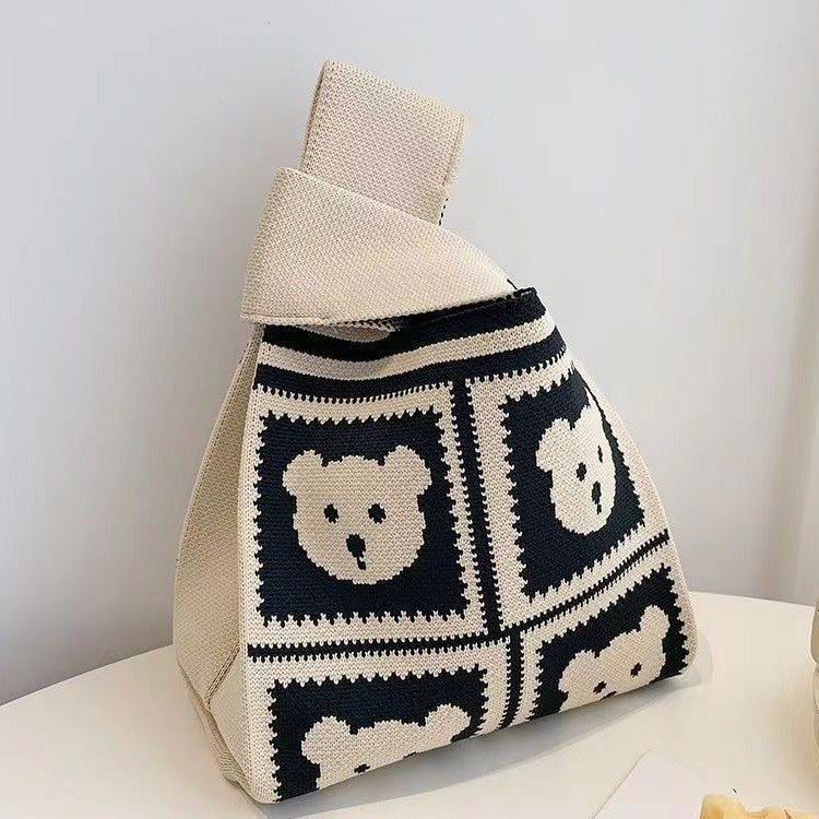 Panda Knitted Bag, Niche Design, Shoulder Bag, Handbag, Student Commuting, Casual Versatile Tote Bag, Women'S Crossbody Bag, Cute - Image 1