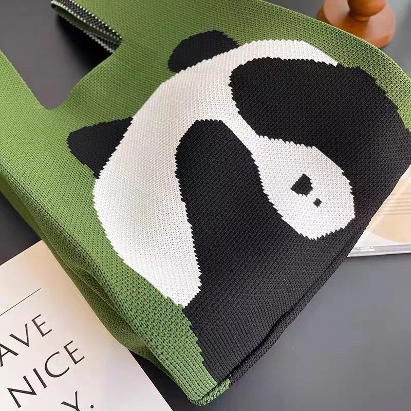 Panda Knitted Bag, Niche Design, Shoulder Bag, Handbag, Student Commuting, Casual Versatile Tote Bag, Women'S Crossbody Bag, Cute - Image 3