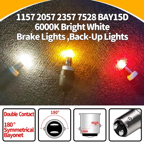 Ziomitus 12 Volt Brake Lights 1157 2057 2357 7528 BAY15D 6000K Bright White LED Bulbs Replacement for RV Car Camper Trailer Tail Brake Stop Daytime Running Lights (DRL)Back-Up Reverse Lights,DC12-24V,4Pack - Image 2