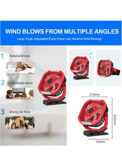 Stargold Rechargeable Clip Fan 8 Inch AC/DC With LED Light Red  - Image 5