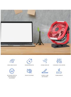 Stargold Rechargeable Clip Fan 8 Inch AC/DC With LED Light Red  - Image 2