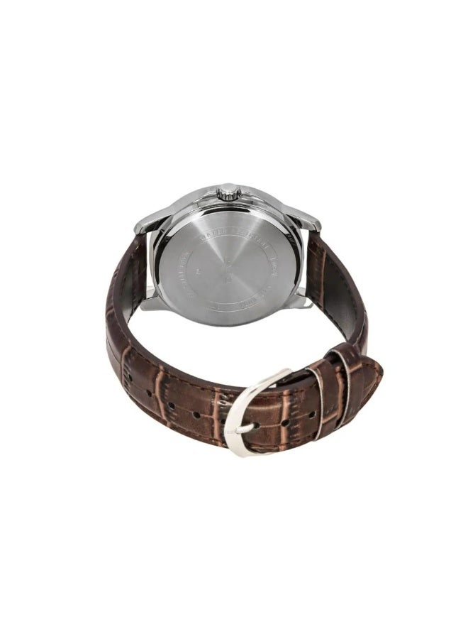 Casio MTP-V004L-7CUDF Men’s Analog Watch with Silver Dial, Brown Leather Strap, Date Display & Water Resistance - Image 4
