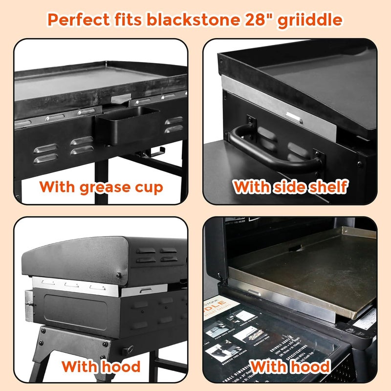 Utheer Wind Guards for Blackstone Griddle 28 inch Replace for Blackstone 5016 Magnetic Stainless Steel Wind Screens, Compatible with Blackstone 28" griddle Rear Grease Cup, Hood and Side Shelf - Image 3