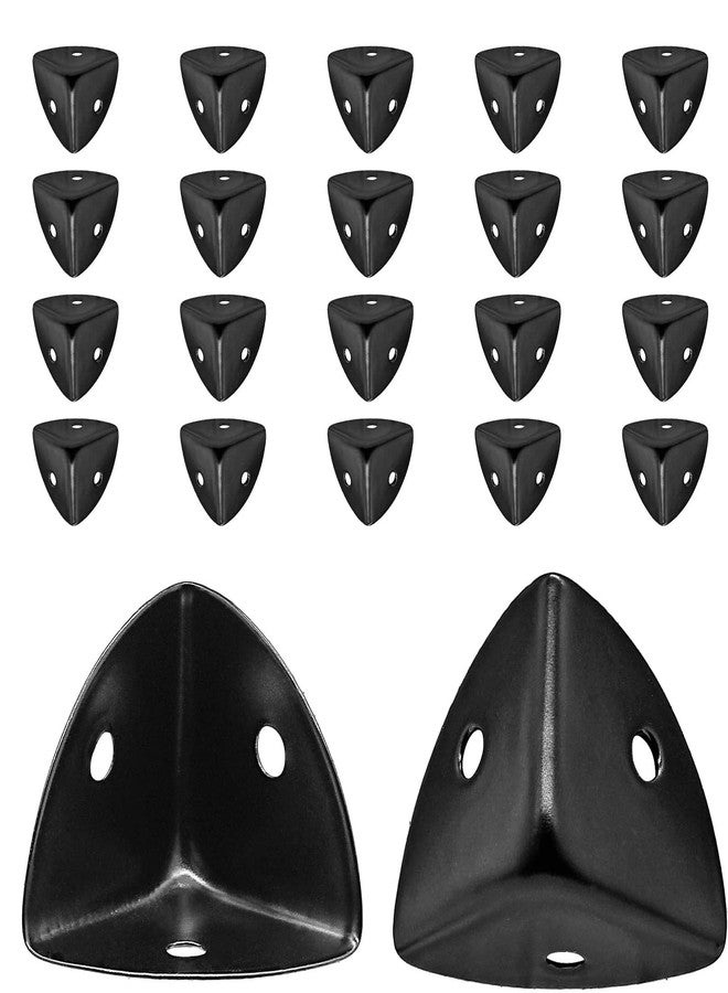 Rierdge Box Corner Protectors 24PCS Zinc Alloy Black 25mm Metal Edge Bracket Edge Protector for Cabinet Desk Table with Mounting Screws - Image 1