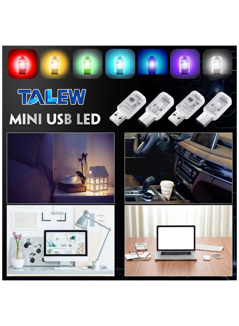 Loquat 4 Pieces Mini USB LED Light, Car Atmosphere LED Light USB Mini Interior Ambient Lighting Kit Universal Interior Computer Wireless Decorative Lights, Adjustable Brightness, 7 Colors - Image 5