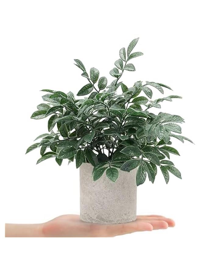 2 Pack Small Fake Plants Potted Artificial Herb Plants for Shelf Desk Home Bathroom Farmhouse Room Coffee Table Decor (Gray Green) - Image 2