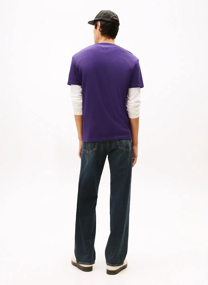 تومي جينز تيشيرت تونال تومي بادج بياقة مستديرة