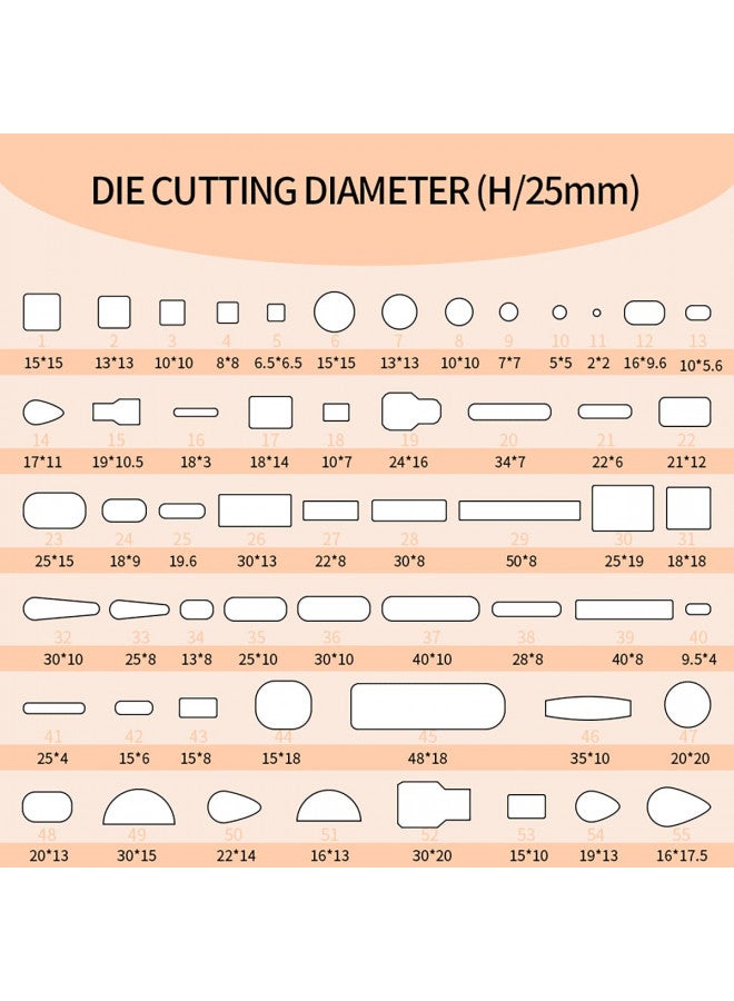 WUTA 55 Shape Hole Hollow Punch Cutter Tool, Alloy Steel Punching Die Cutting Mold, Manual Leather Punch Tool Hole Puncher Cutter, Leather Craft Tools Kit for Handmade DIY Leather Craft - Image 1