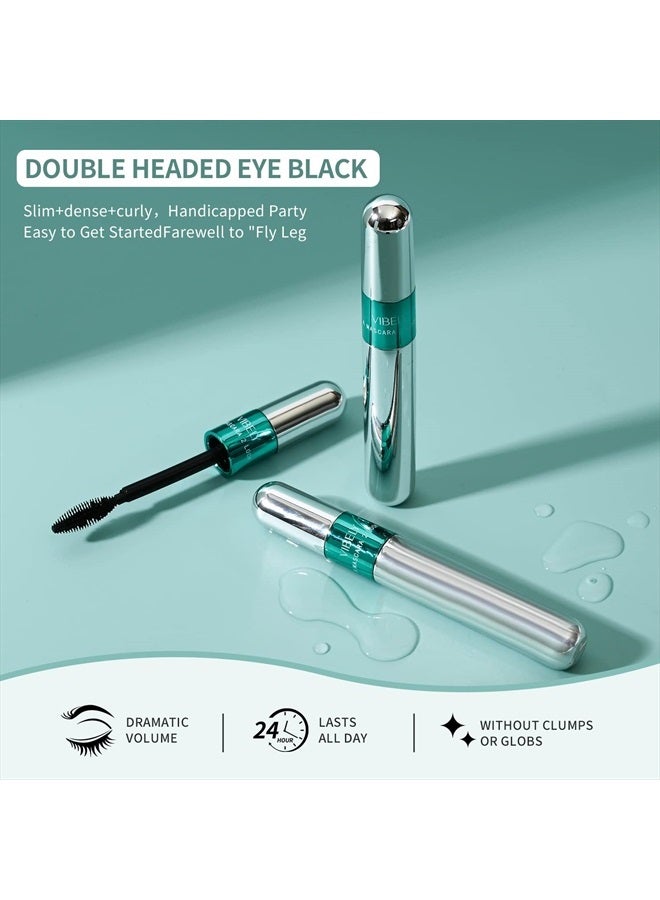 Vibely ماسكارا 2 في 1، رموش أطول بخمس مرات ومقاومة للماء، تأثير طبيعي لإطالة الرموش وتكثيفها، لا تتكتل، ألياف حريرية فائقة القوة من 4D لمكياج ماسكارا Vibely - Image 5