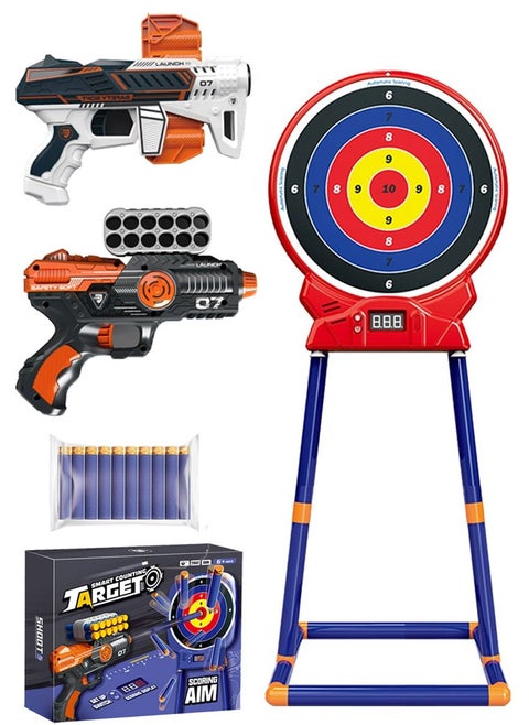 Soft Bullet Shooting Game With Automatic Digital Scoring, Aim Target Game Compatible With NERF Gun, Electric Dart Board Game with Foam Darts and Dart Blasters, Perfect For Kids and Adults, Boys Girls