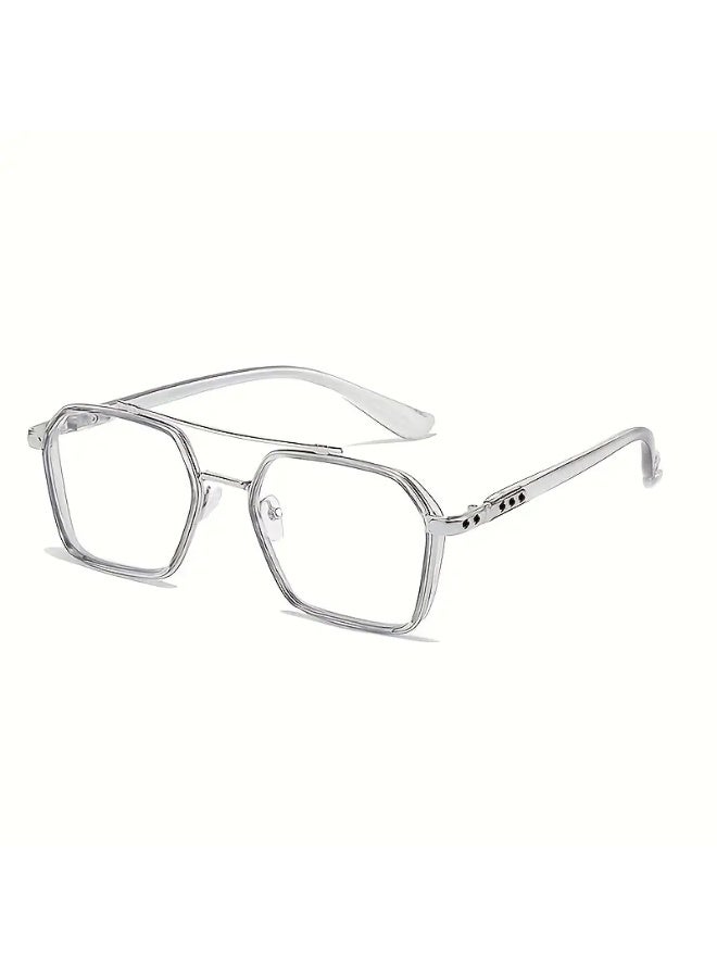 سينت هاوس زوج واحد من النظارات الشمسية المسطحة العصرية والجذابة للرجال، بدون وصفة طبية، عالية الوضوح، للطلاب (مع حافظة)، نظارات واقية من الضوء الأزرق. - Image 4