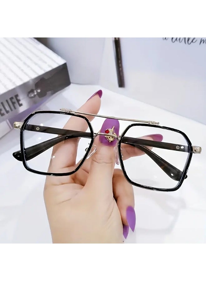 سينت هاوس زوج واحد من النظارات الشمسية المسطحة العصرية والجذابة للرجال، بدون وصفة طبية، عالية الوضوح، للطلاب (مع حافظة)، نظارات واقية من الضوء الأزرق. - Image 5