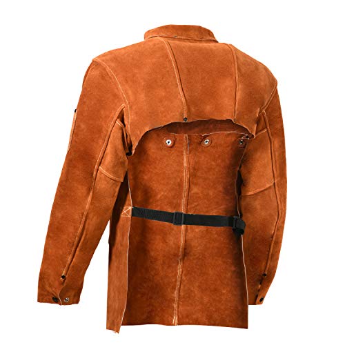 LeaSeek Leather Welding Jacket - Heavy Duty Welding Apron with Sleeve (Medium) - Image 4