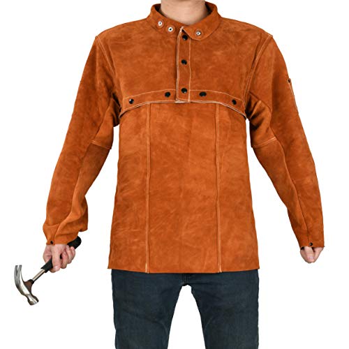 LeaSeek Leather Welding Jacket - Heavy Duty Welding Apron with Sleeve (Medium) - Image 5