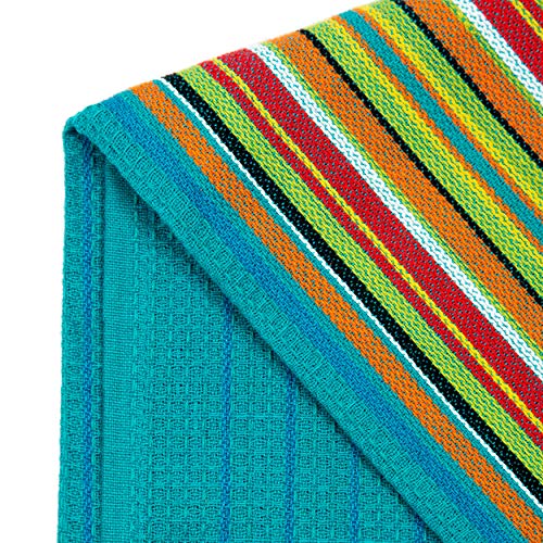 COTTON CRAFT Salsa Stripe Kitchen Towels - 12 Pack 100% Cotton Tea Dish Towels - Absorbent Reusable Low Lint Quick Dry - Multi Purpose Cooking Drying Restaurant Bar Cleaning Cloth Napkin - 16x28 Multi - Image 3