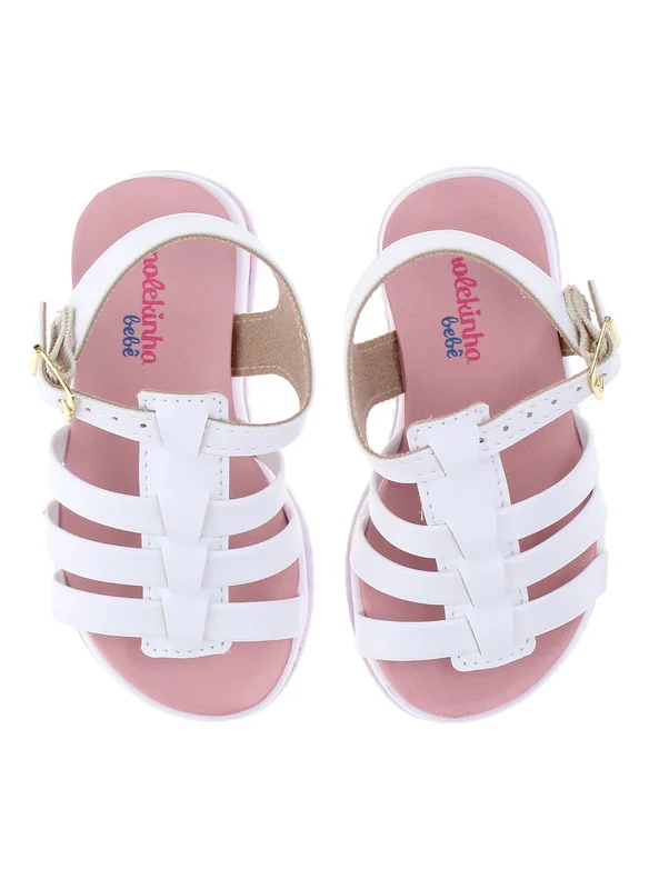 موليكينها Molekinha Infant Girls Sandals With Back Strap White | Made In Brazil