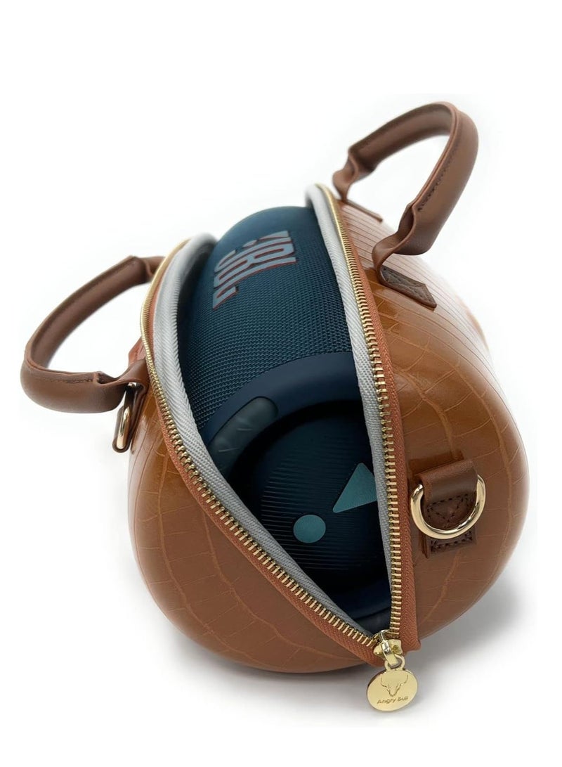 Angry Bull Hard Leather Case for JBL Extreme 3 Angry Bull Travel Storage Stand with Convenient Zippered Pocket Bag for Charger Adapter and Accessories (Darkbrown) - Image 1