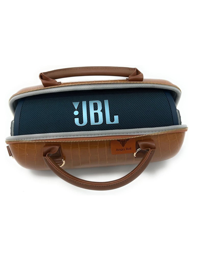 Angry Bull Hard Leather Case for JBL Extreme 3 Angry Bull Travel Storage Stand with Convenient Zippered Pocket Bag for Charger Adapter and Accessories (Darkbrown) - Image 2