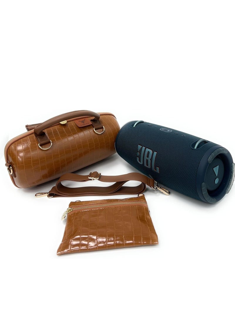Angry Bull Hard Leather Case for JBL Extreme 3 Angry Bull Travel Storage Stand with Convenient Zippered Pocket Bag for Charger Adapter and Accessories (Darkbrown) - Image 4