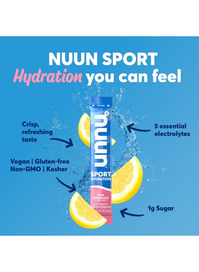 Nuun Sport Electrolyte Powder Packets with Magnesium, Calcium, Potassium, Chloride, and Sodium, Hydration Packets for On-the-Go, Pink Lemonade Flavor, Gluten Free & Vegan, 16 Single Servings - Image 1